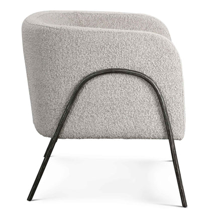 JACOBSEN BARREL CHAIR: IVORY-GREY BOUCLE