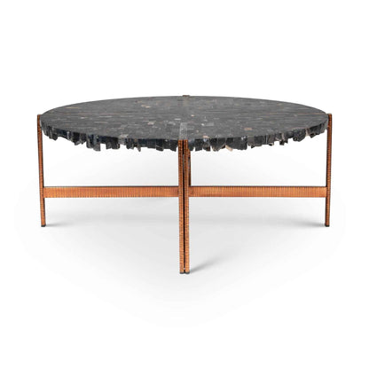 JENNA MOSAIC PETRIFIED WOOD & COPPER COFFEE TABLE