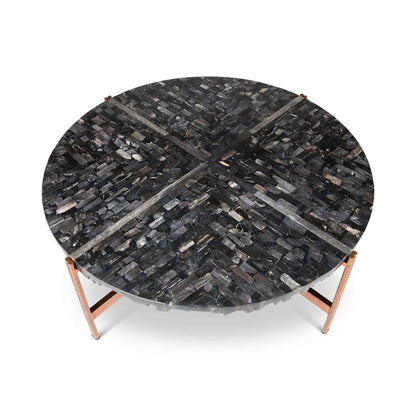 JENNA MOSAIC PETRIFIED WOOD & COPPER COFFEE TABLE