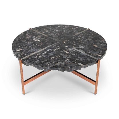 JENNA MOSAIC PETRIFIED WOOD & COPPER COFFEE TABLE