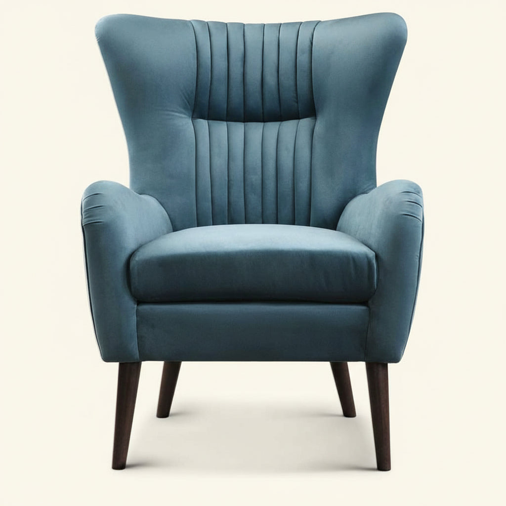 JEWEL SEA BLUE VELVET ARM CHAIR
