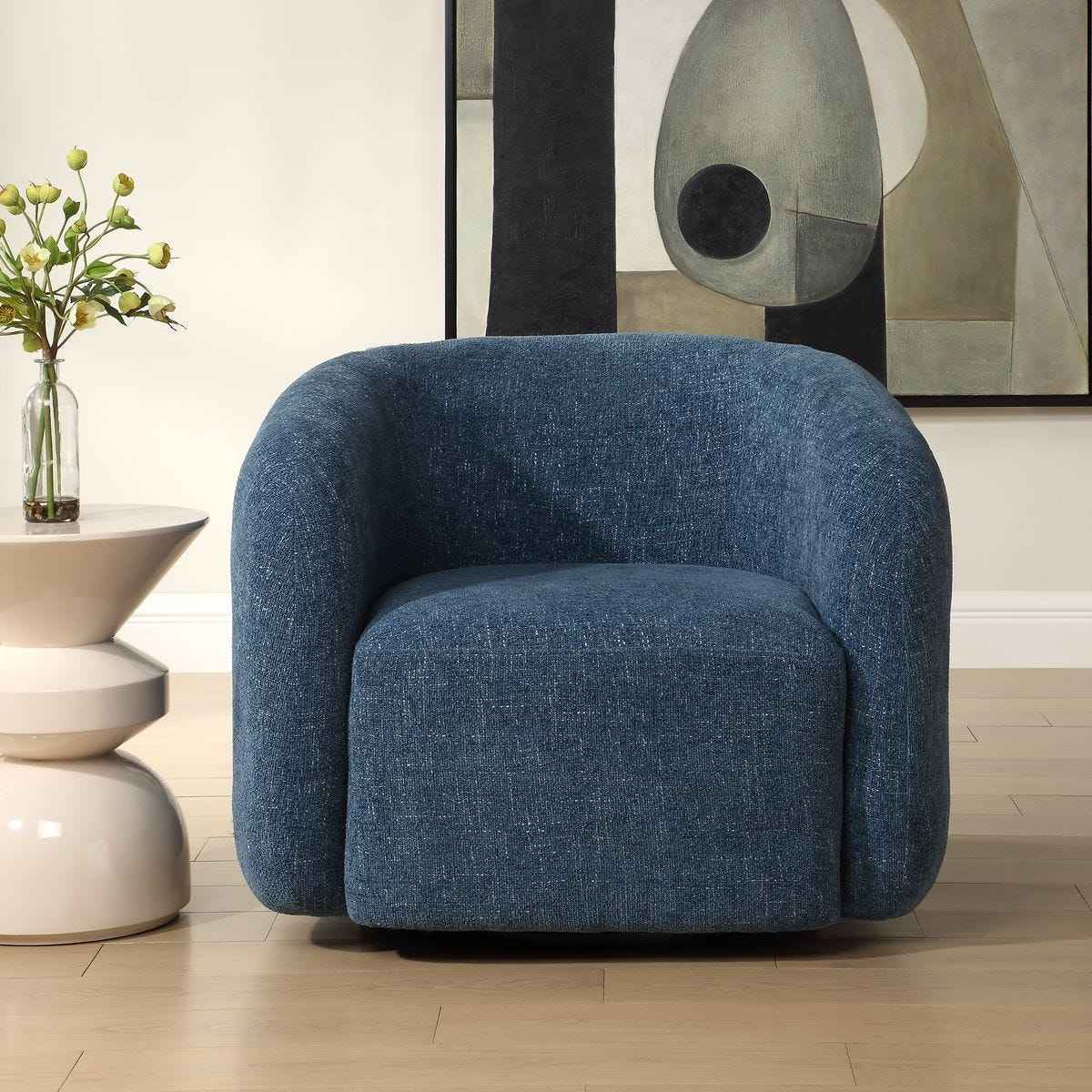 JUNIE CHENILLE UPHOLSTERED SWIVEL CHAIR