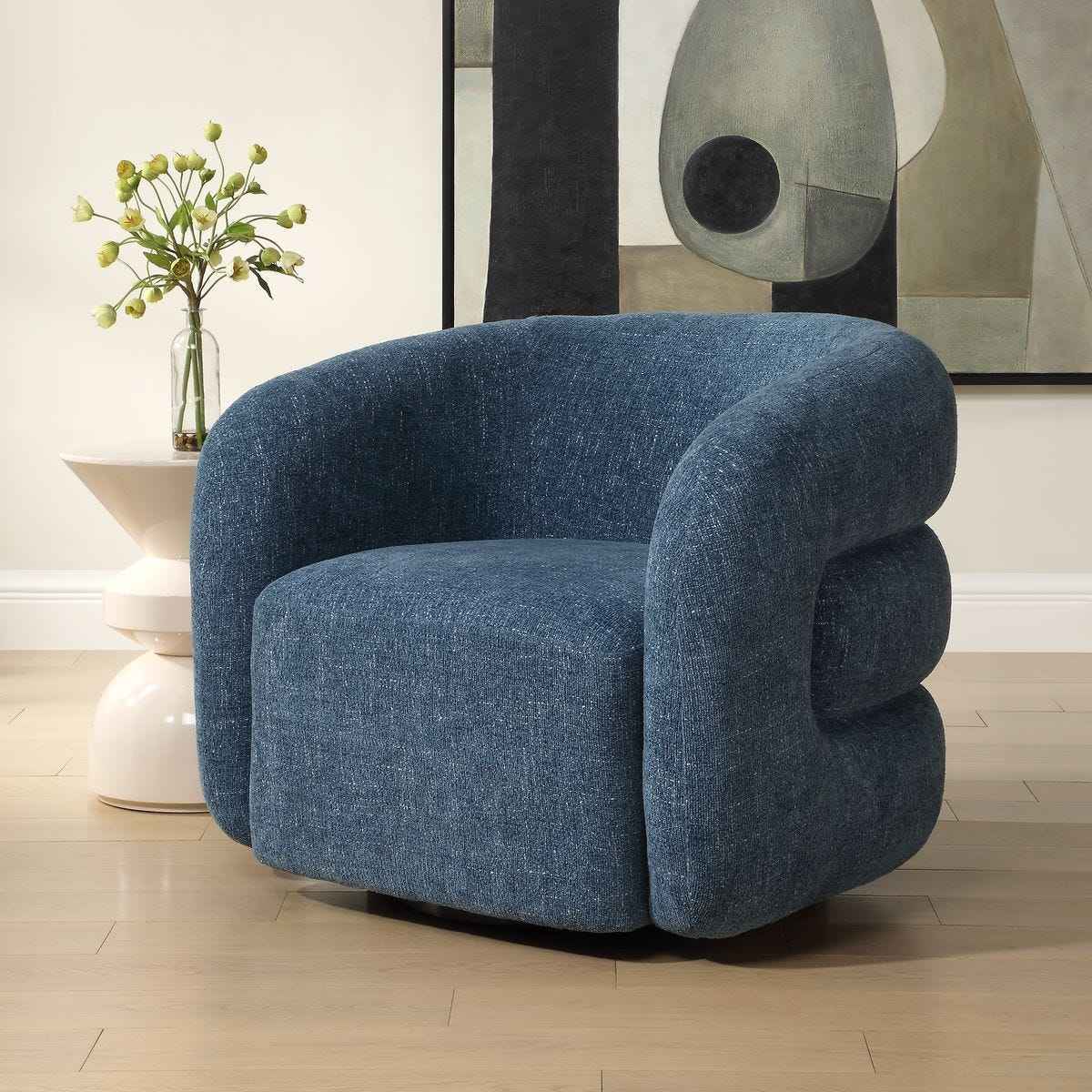 JUNIE CHENILLE UPHOLSTERED SWIVEL CHAIR