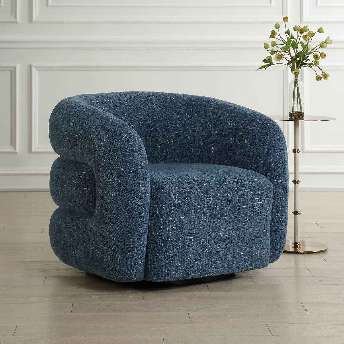 JUNIE CHENILLE UPHOLSTERED SWIVEL CHAIR