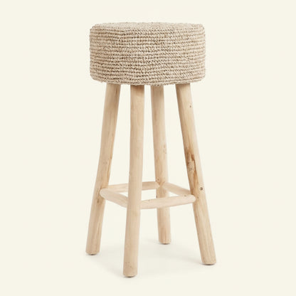 JUNO BAR STOOL | RECLAIMED TEAK +RAFFIA | IN-OUTDOORS