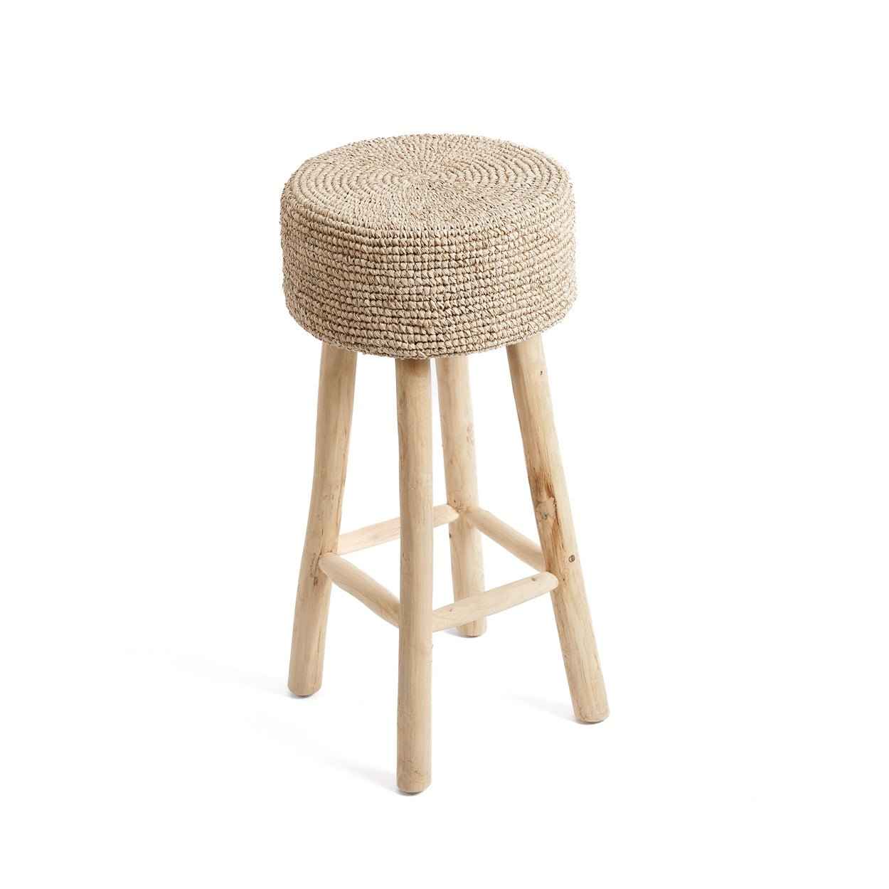 JUNO BAR STOOL | RECLAIMED TEAK +RAFFIA | IN-OUTDOORS