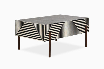 Bone Inlay Rectangle Coffee Table  Design With Iron Legs