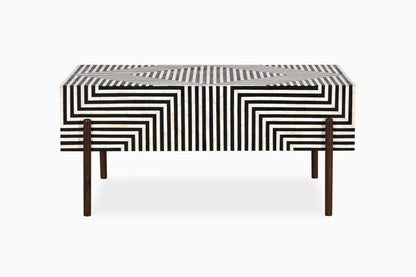 Bone Inlay Rectangle Coffee Table  Design With Iron Legs