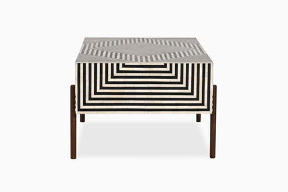 Bone Inlay Rectangle Coffee Table  Design With Iron Legs