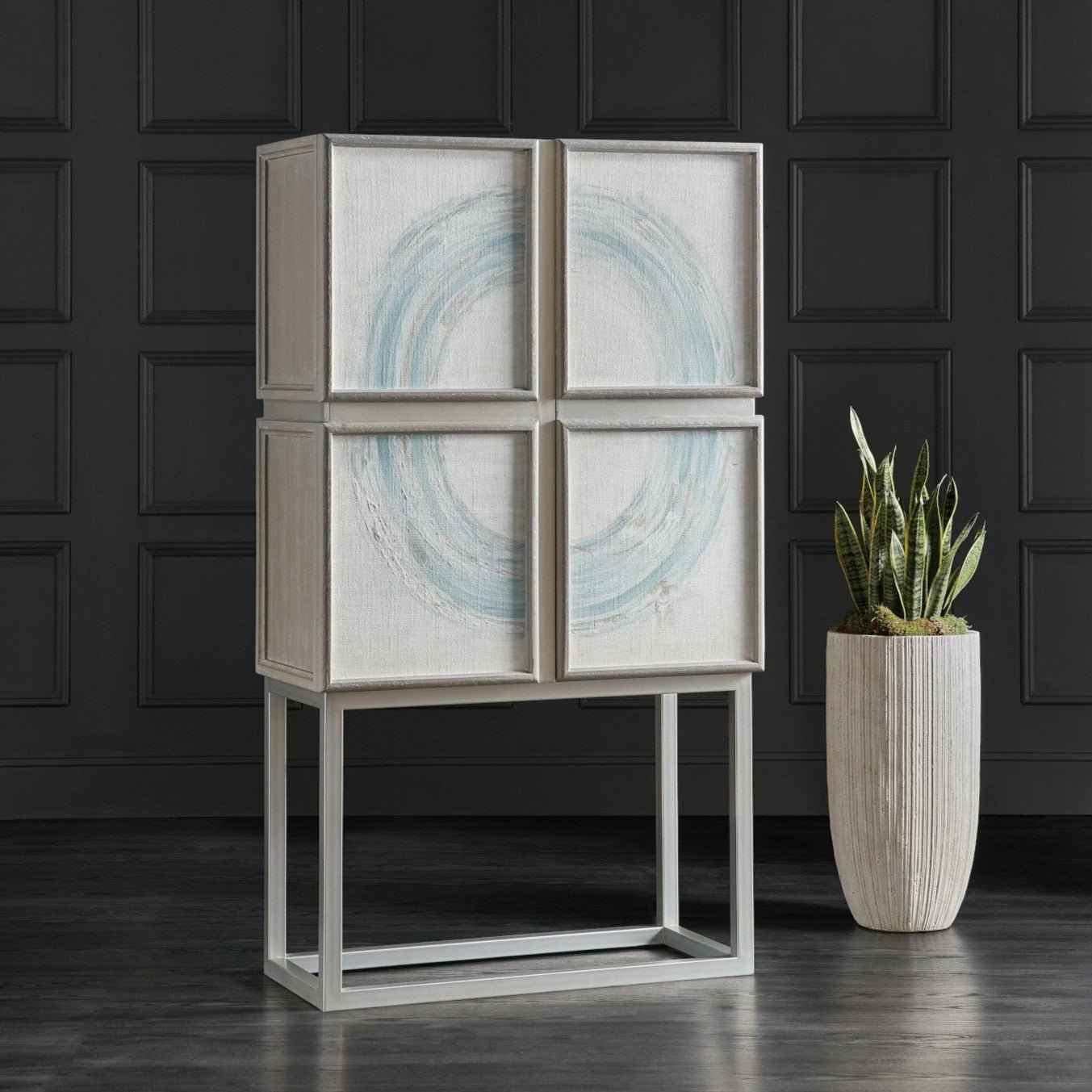 KANDIN LINEN PANELED BAR CABINET