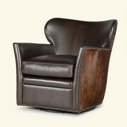 KATO LEATHER SWIVEL CHAIR WITH DARK HAIR
