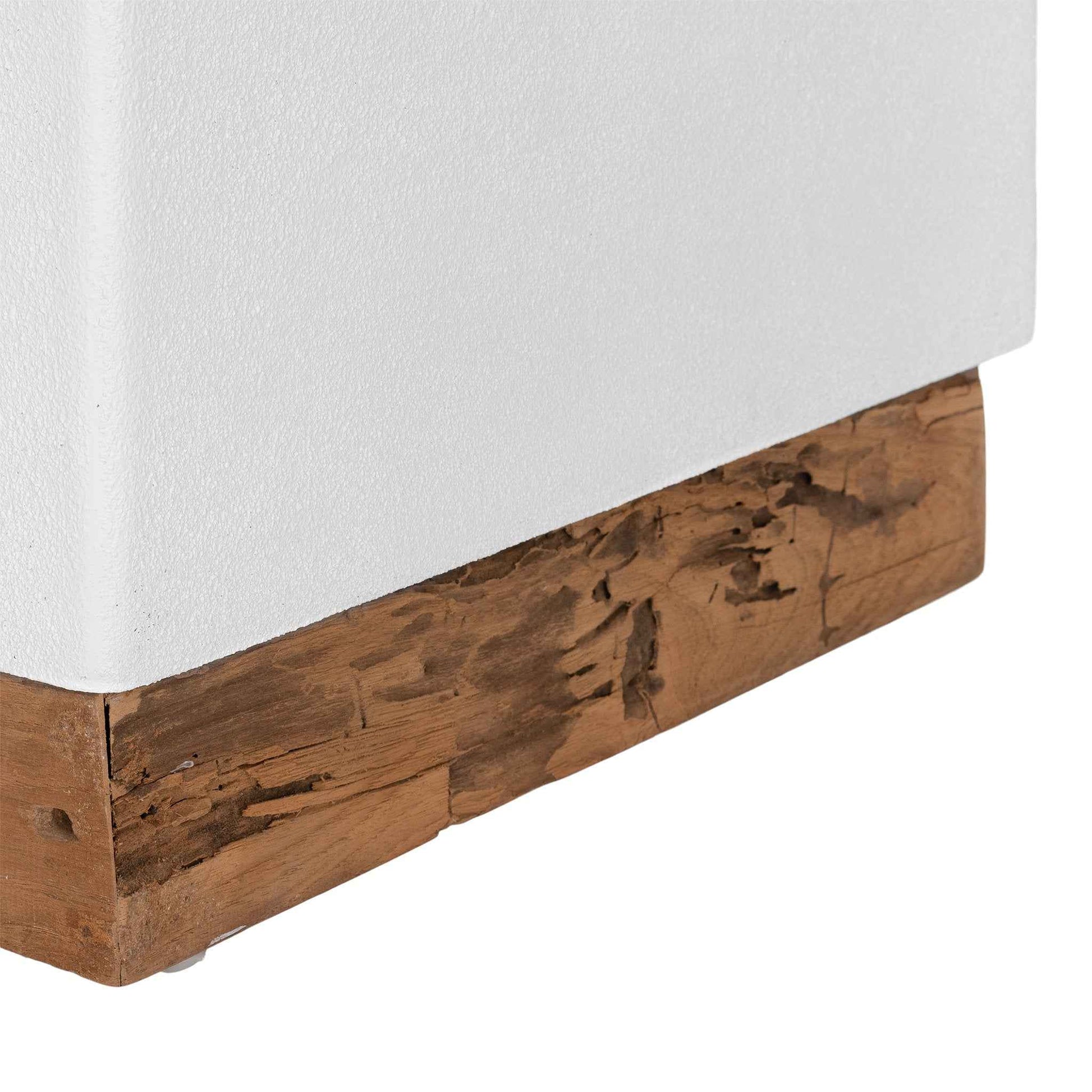KAYA LUXE SIDE TABLE | WHITE RESIN +RECLAIMED TEAK | IN-OUTDOORS