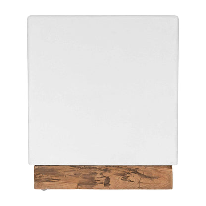 KAYA LUXE SIDE TABLE | WHITE RESIN +RECLAIMED TEAK | IN-OUTDOORS