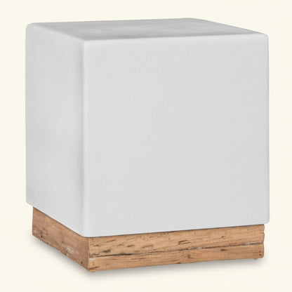 KAYA LUXE SIDE TABLE | WHITE RESIN +RECLAIMED TEAK | IN-OUTDOORS