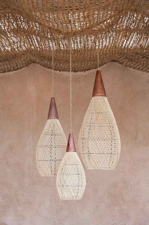 KAYU DROP PENDANT | NATURAL RATTAN | XL