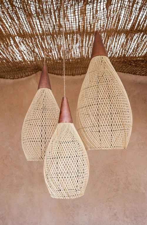 KAYU DROP PENDANT | NATURAL RATTAN | XL