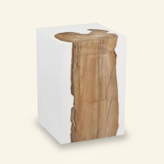 KENDARI BLOCK SIDE TABLE +STOOL | TEAK + RESIN