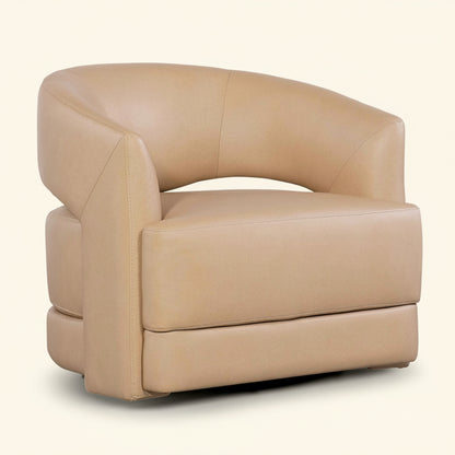 Keys Leather Swivel Barrel Chair