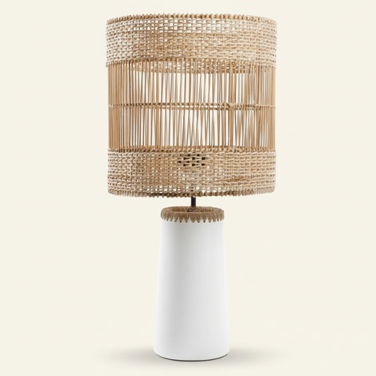 KISKA TABLE LAMP | WHITE + NATURAL