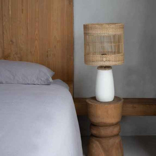 KISKA TABLE LAMP | WHITE + NATURAL