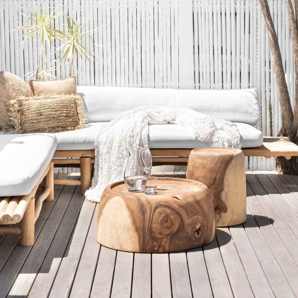 KUNYE SIDE TABLE + STOOL | NATURAL