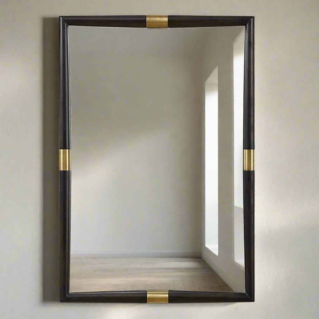 LARKIN DARK WOOD & BRASS MIRROR