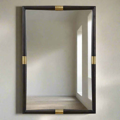 LARKIN DARK WOOD & BRASS MIRROR
