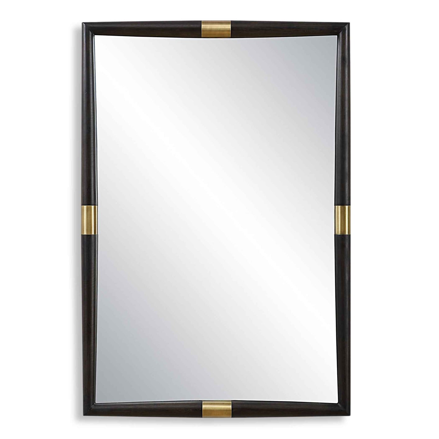 LARKIN DARK WOOD & BRASS MIRROR