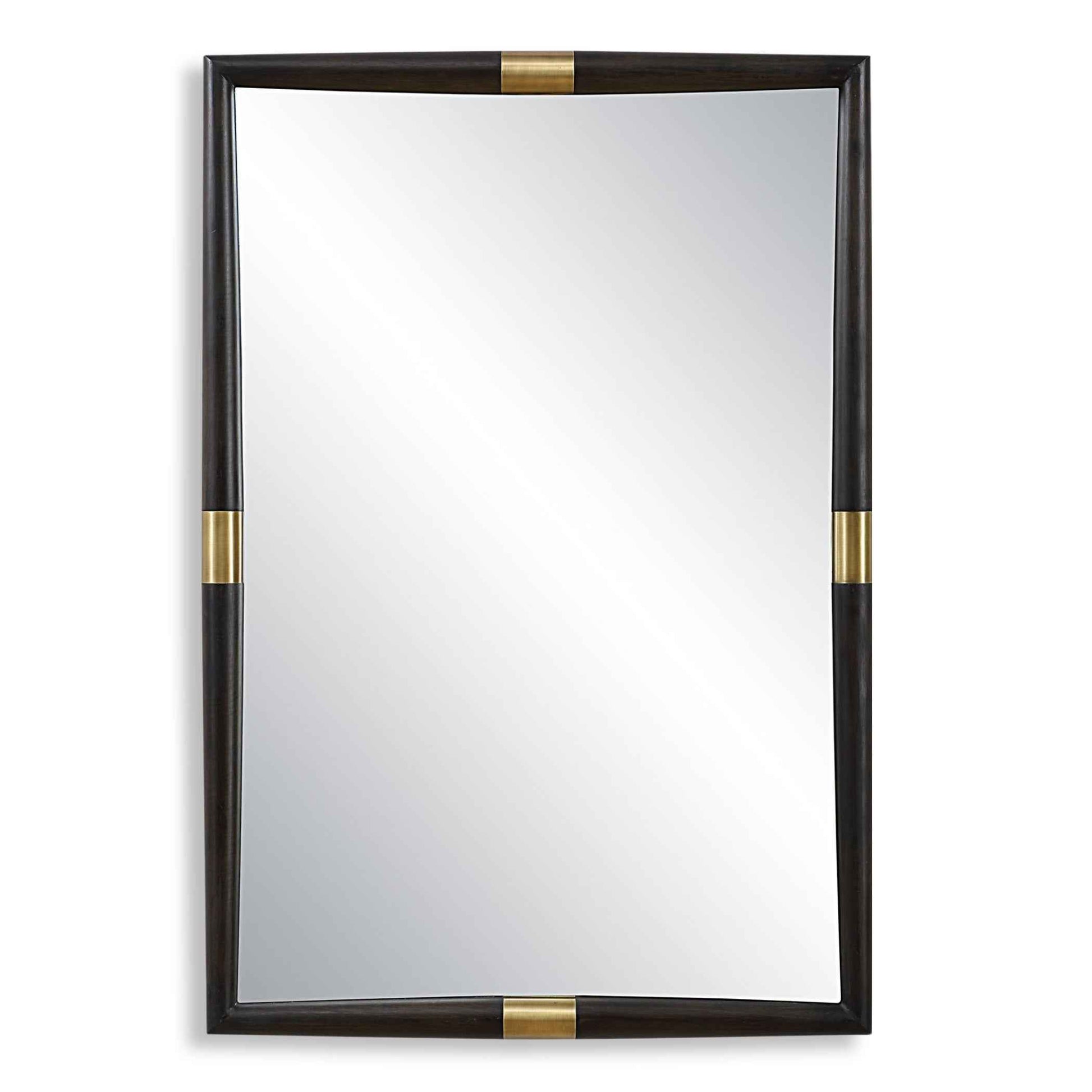 LARKIN DARK WOOD & BRASS MIRROR