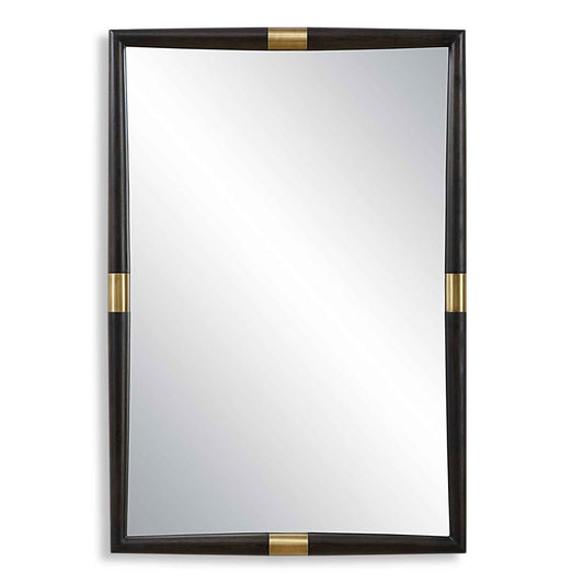 LARKIN DARK WOOD & BRASS MIRROR