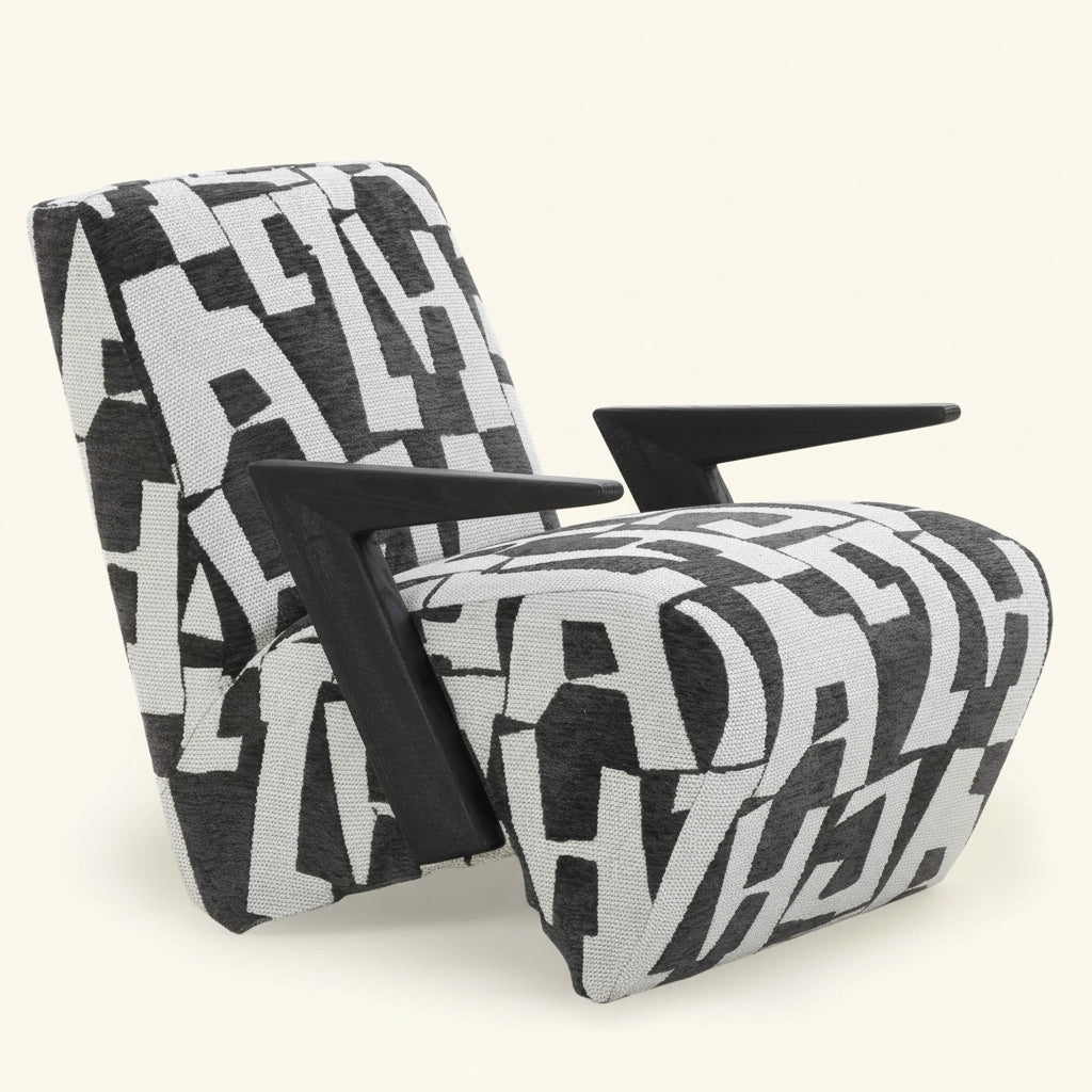 LEANA BLACK + WHITE GRAPHIC PRINT LOUNGE CHAIR