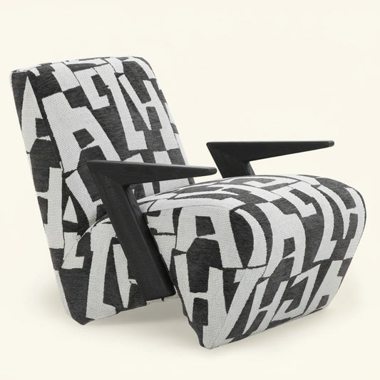 LEANA BLACK + WHITE GRAPHIC PRINT LOUNGE CHAIR