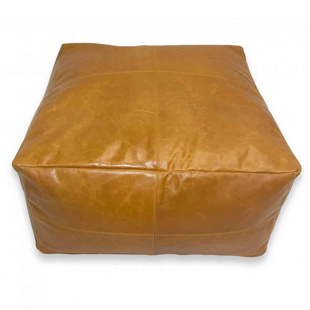 LEATHER COLLECTORS POUF OTTOMAN | 3 COLOR CHOICES