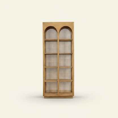 LEONARDO MINDI WOOD + CANE BOOKCASE