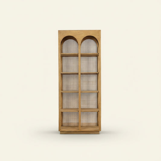 LEONARDO MINDI WOOD + CANE BOOKCASE