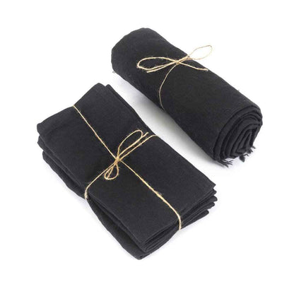 LINEN TABLECLOTH + NAPKINS | BLACK | 180 X 300 CM