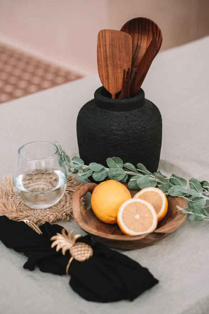 LINEN TABLECLOTH + NAPKINS | BLACK | 180 X 300 CM
