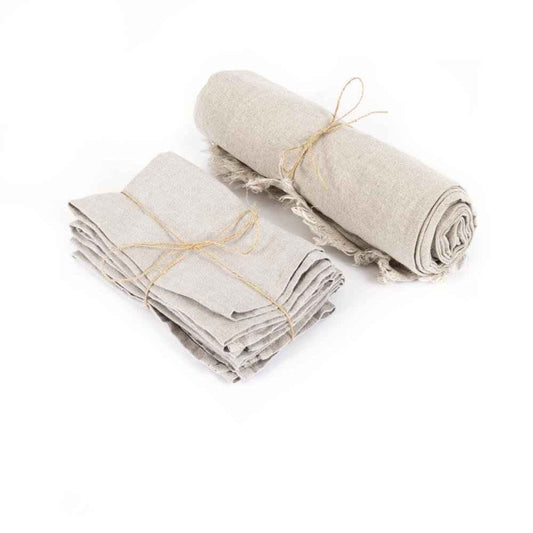 LINEN TABLECLOTH + NAPKINS | NATURAL | 180 X 300 CM