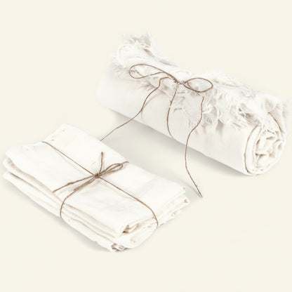 LINEN TABLECLOTH + NAPKINS | WHITE | 180 X 300 CM
