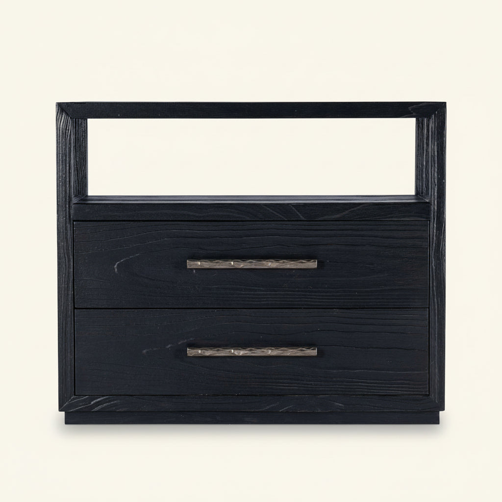 LINVILLE FALLS SHOU SUGI BAN TWO DRAWER NIGHTSTAND