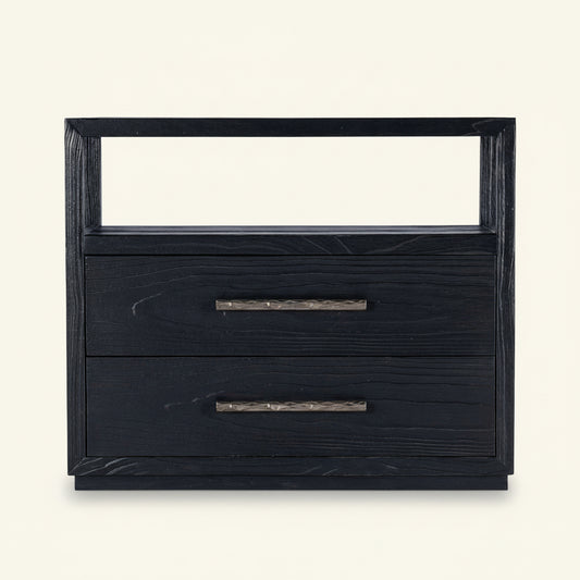 LINVILLE FALLS SHOU SUGI BAN TWO DRAWER NIGHTSTAND