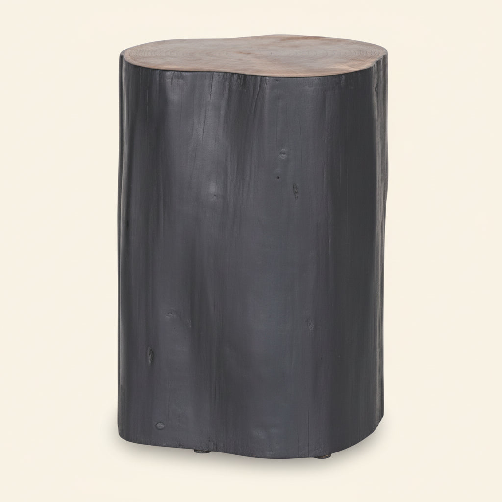 Log Side Table + Stool | Black