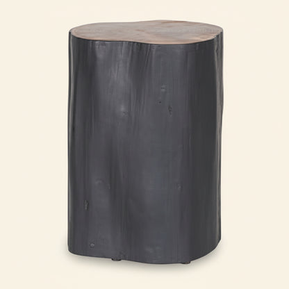 Log Side Table + Stool | Black