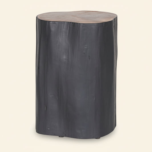 Log Side Table + Stool | Black