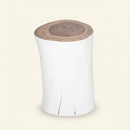Log Side Table + Stool | White