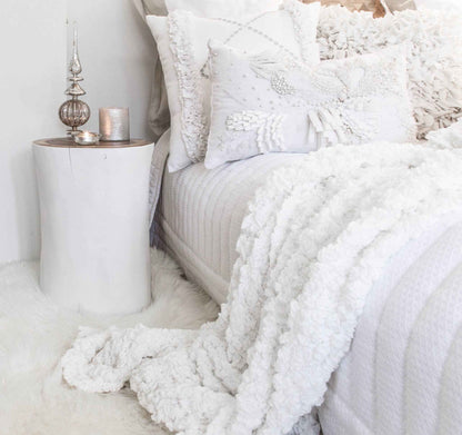 Log Side Table + Stool | White