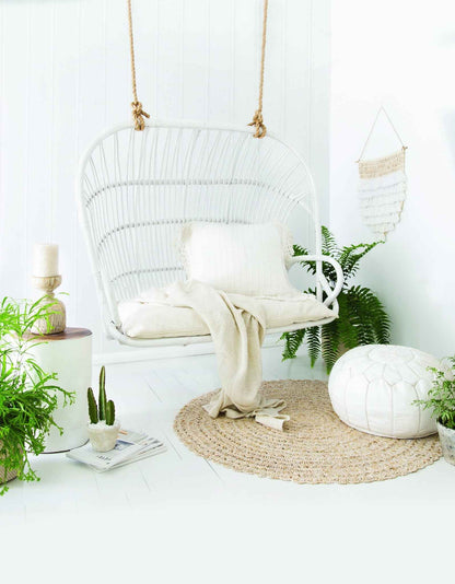 Log Side Table + Stool | White