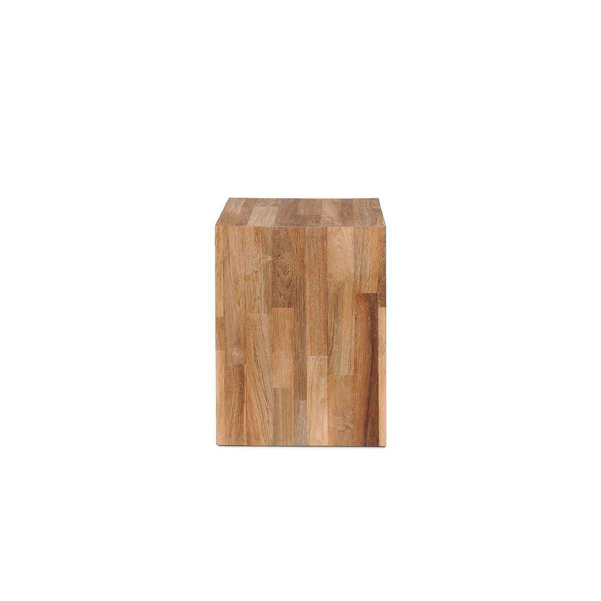 LOGAN MOSAIC SIDE TABLE | 4 WHEELS | RECLAIMED TEAK | NATURAL