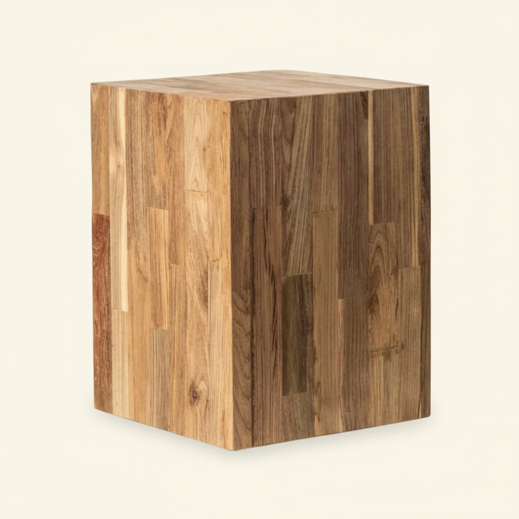 LOGAN MOSAIC SIDE TABLE | 4 WHEELS | RECLAIMED TEAK | NATURAL
