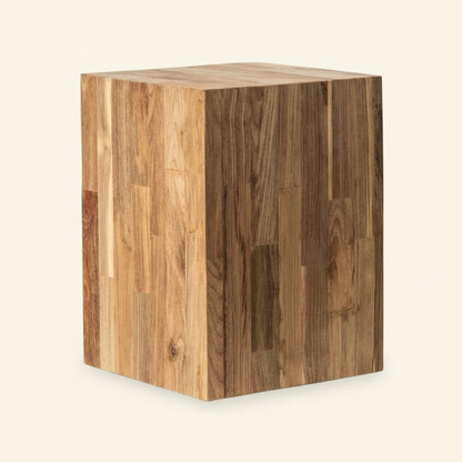 LOGAN MOSAIC SIDE TABLE | 4 WHEELS | RECLAIMED TEAK | NATURAL